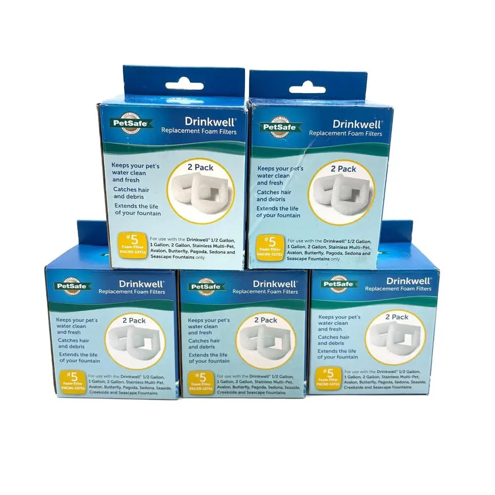 New Lot of 5 Boxes (10 Filters) Petsafe Drinkwell Replacement Foam Filters
